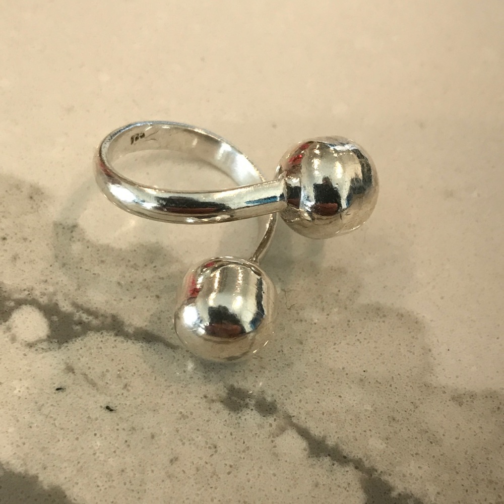 Ball Ring .925 Sterling Adjustable - image 1